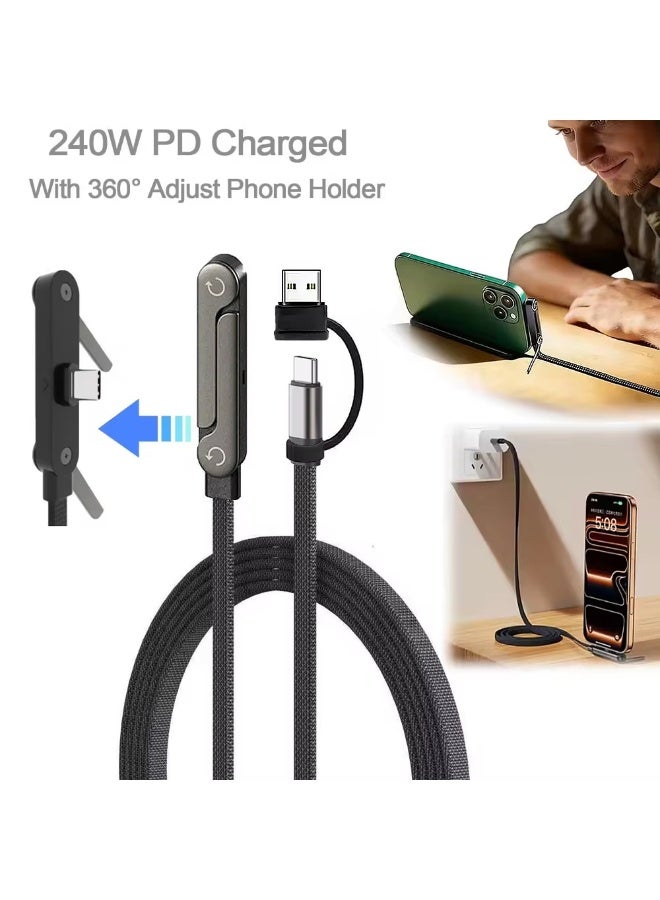 Generic 240W 2-in-1 USB-C to USB-C Fast Charging Cable with Foldable Desktop Stand - Image 1